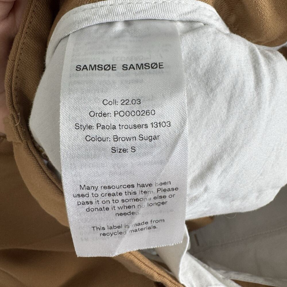 Samsoe Samsoe Paola Trousers Womens‎ Small Brown Sugar Wide Leg Minimalist Pants - Picture 11 of 13